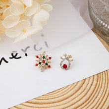 Load image into Gallery viewer, Rinhoo Christmas Stud Earrings Rhinestone Snowflake Elk Earrings