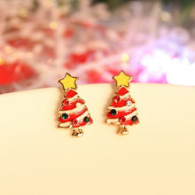 Load image into Gallery viewer, Rinhoo Christmas Stud Earrings Rhinestone Snowflake Elk Earrings