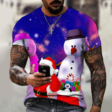 Load image into Gallery viewer, New Men's T-shirt Brand Design Christmas Santa Claus Christmas Tree Snowman