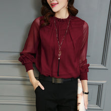 Load image into Gallery viewer, Chiffon Blouse New Women Tops Long Sleeve
