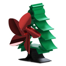 Load image into Gallery viewer, 5-Blade Fireplace Fan Christmas Tree Shape Stove Fan Heat
